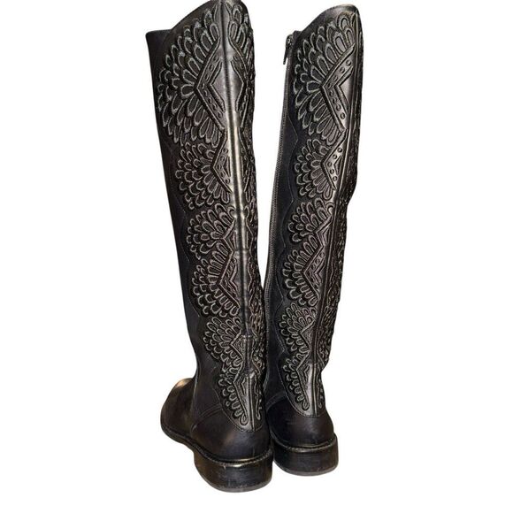 GIANNI BINI Women’s Sz 5.5 M Knee High Leather Boots Beautifully Embroidered - Picture 3 of 6